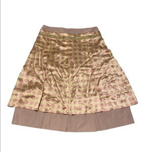 Monnari Layered Textured Patterned Silk Skirt, size 42, Rose and Champagne, Sz42